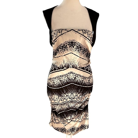 Nicole Miller Artelier Chevron Black and White Batik print Dress Size 12 Party - Picture 6 of 12